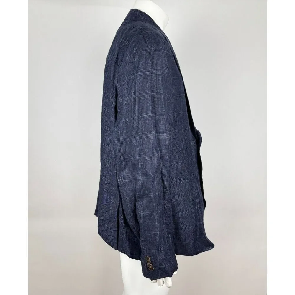 Proper Cloth REDA Bedford Jacket Men 54/3XL? NWOT Navy Glen‎ Plaid Lightweight
